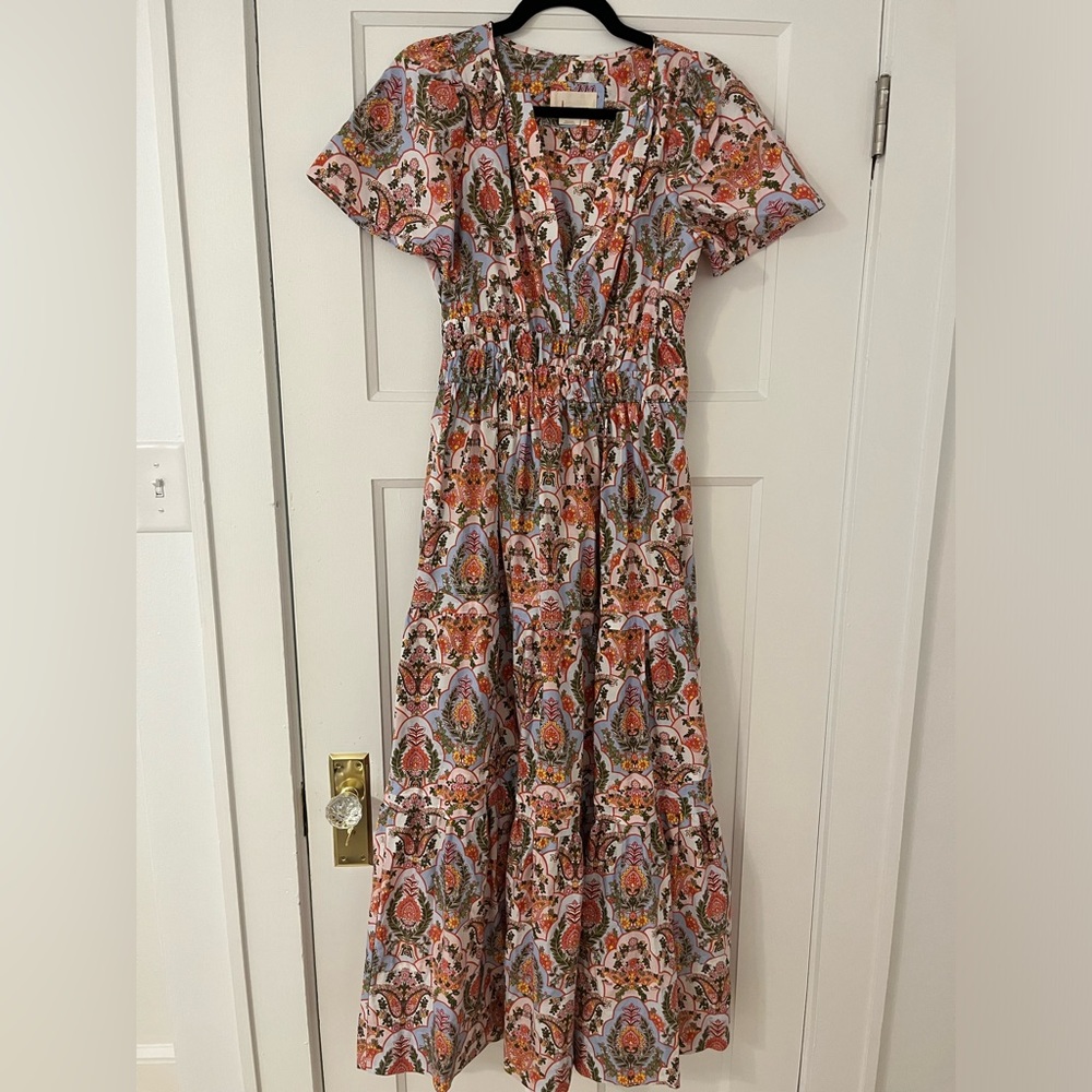 Anthropologie Orange Brown Smocked Maxi Dress